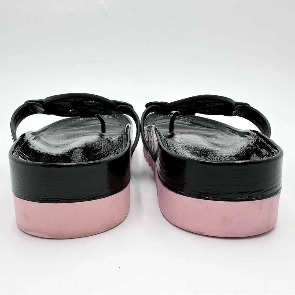 Tory Burch Women's Miller Cloud Lug Sandals Black Patent - Picture 6 of 12